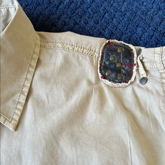 Men's Casual Button Down Shirt - Tan - Picture 14 of 16